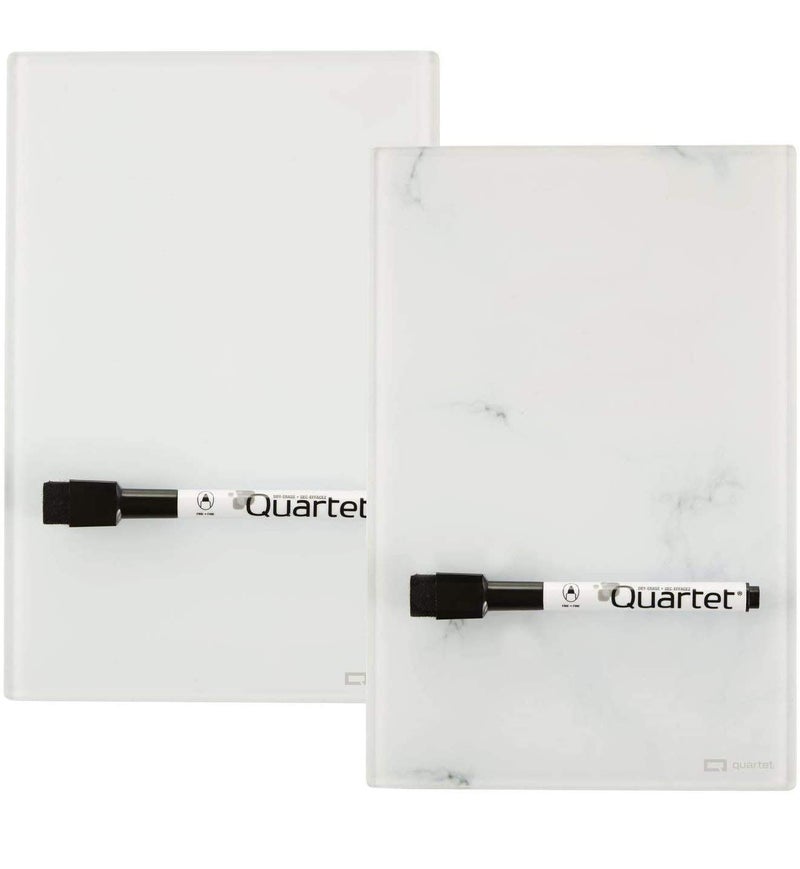 Quartet Glass Desktop Notepad, 9" x 6", Whiteboard, Dry Erase Surface, Marble/White,2 Pack (GDP96) - Image 1